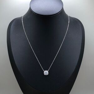 Sterling silver 925 dazzling square CZ pendant dainty chain necklace, timeless.